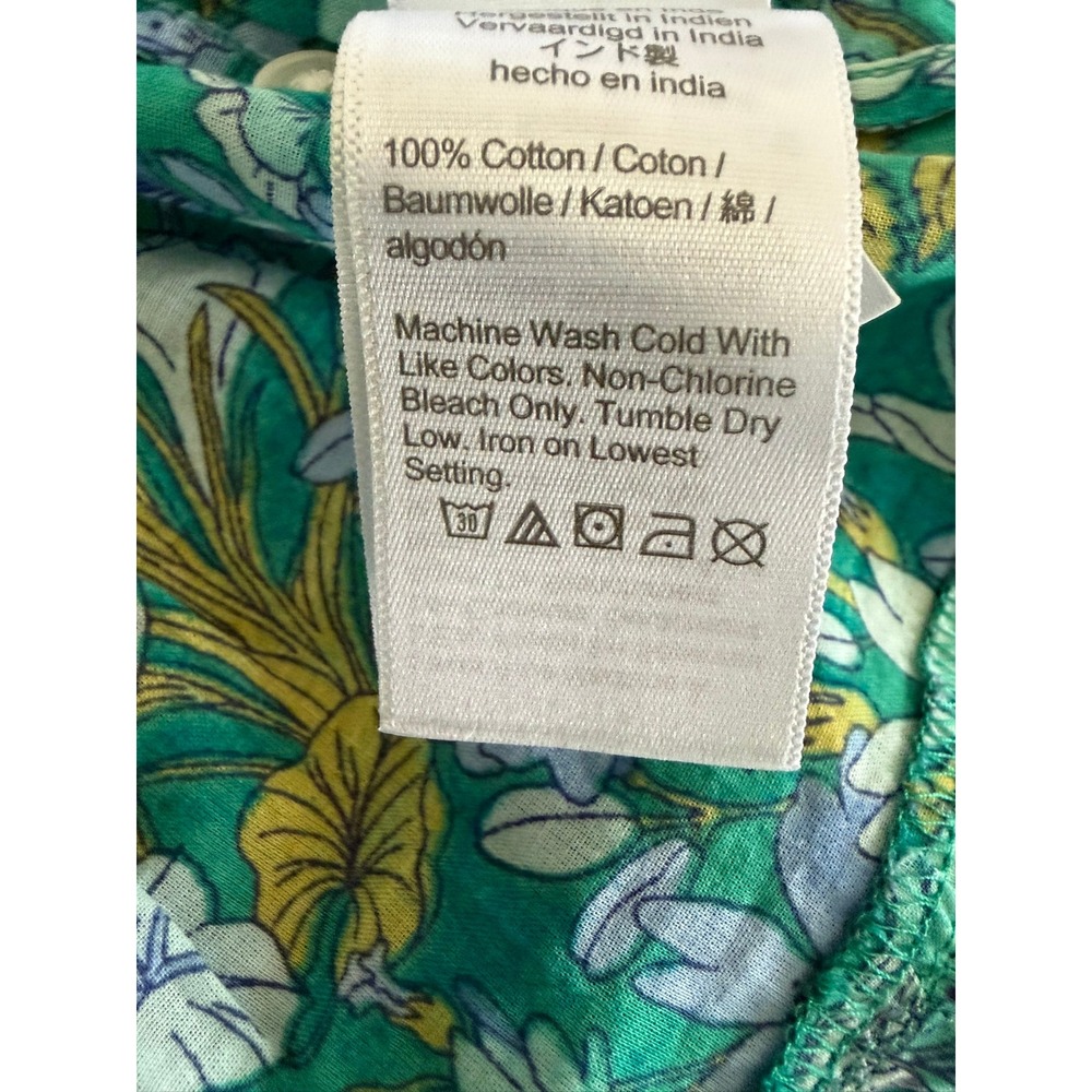 J.Crew Button-Front Cotton Voile Cover-Up Dress Aqua Blooms Blue Green Size XS - Picture 8 of 10